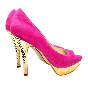 Hot pink & gold Enzo Angiolini High Heel Pumps size 8